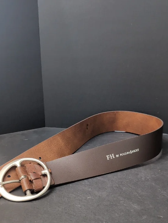 VGT,FH By Fullum & Holt Women's Wide Brown Leather Belt with Brass Buckle. - Picture 10 of 12